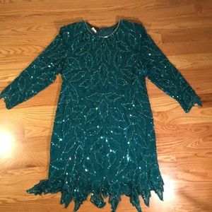 Vintage emerald green sequin holiday dress